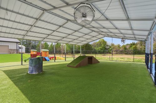 Shaded awning daycare play area